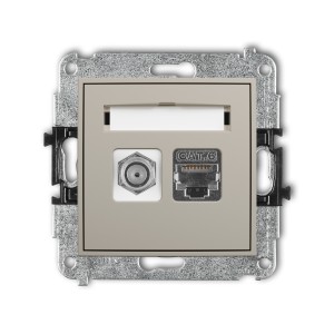 Karlik ICON Mechanizm gniazda antenowego poj. typu F (SAT) + gniazda komp. poj. 1xRJ45, kat. 6 ekranowany, 8-stykowy 60IGFK-5