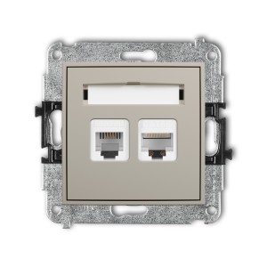 Karlik ICON Mechanizm gniazda telefonicznego pojedynczego 1xRJ11 + komputerowego pojedynczego 1xRJ45, kat. 5e, 8-stykowy, beznarzędziowe 60IGTK