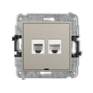 Karlik ICON Mechanizm gniazda telefonicznego pojedynczego 1xRJ11 + komputerowego pojedynczego 1xRJ45, kat. 5e, 8-stykowy, beznarzędziowe, bez pola opisowego 60IGTKBO