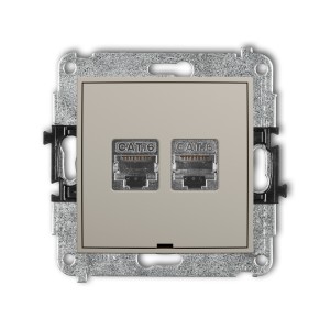 Karlik ICON Mechanizm gniazda komputerowego podwójnego 2xRJ45, kat. 6, ekranowany, 8-stykowy, bez pola opisowego 60IGKBO-6