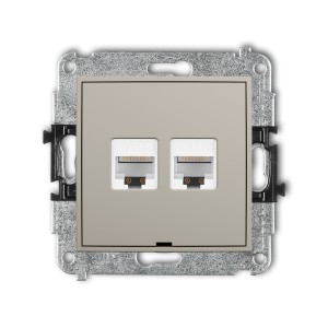 Karlik ICON Mechanizm gniazda komputerowego podwójnego 2xRJ45, kat. 6A, 8-stykowy, bez pola opisowego 60IGKBO-8