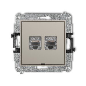 Karlik ICON Mechanizm gniazda komputerowego podwójnego 2xRJ45, kat. 7, ekranowany, 8-stykowy, bez pola opisowego 60IGKBO-10