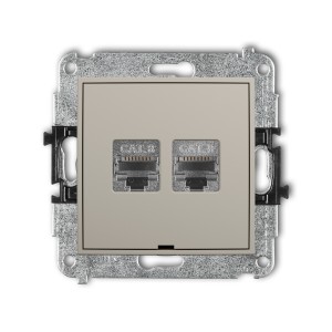 Karlik ICON Mechanizm gniazda komputerowego podwójnego 2xRJ45, kat. 8, ekranowany, 8-stykowy, bez pola opisowego 60IGKBO-12