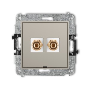 Karlik ICON Mechanizm gniazda głośnikowego pojedynczego, bez pola opisowego (typu banan - czerwony i czarny, pozłacany, 4 mm2, do lutowania) 60IGGBO-3