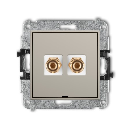 Karlik ICON Mechanizm gniazda głośnikowego pojedynczego, bez pola opisowego (typu banan - czerwony i czarny, pozłacany, 4 mm2, do lutowania) 60IGGBO-3