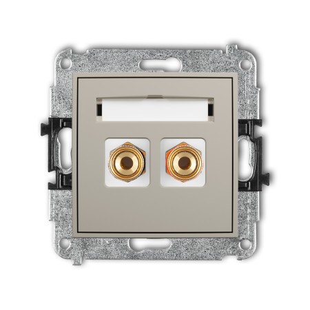 Karlik ICON Mechanizm gniazda głośnikowego pojedynczego (typu banan - czerwony i czarny, pozłacany, 4 mm2, skręcany) 60IGG-4