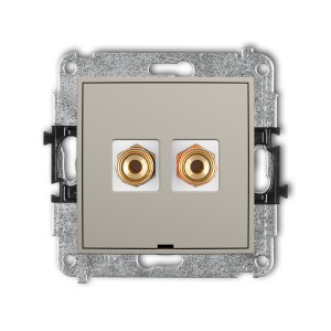 Karlik ICON Mechanizm gniazda głośnikowego pojedynczego, bez pola opisowego (typu banan - czerwony i czarny, pozłacany, 4 mm2, skręcany) 60IGGBO-4