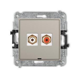 Karlik ICON Mechanizm gniazda podwójnego RCA, bez pola opisowego (typu cinch - biały i czerwony, pozłacany) 60IGRCABO-2