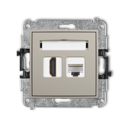 Karlik ICON Mechanizm gniazda pojedynczego HDMI 2.0, 4K + gniazda komp. poj. 1xRJ45, kat. 5e, 8-stykowy 60IGHK-45e