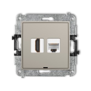 Karlik ICON Mechanizm gniazda pojedynczego HDMI 2.0, 4K + gniazda komp. poj. 1xRJ45, kat. 5e, 8-stykowy, bez pola opisowego 60IGHKBO-45e