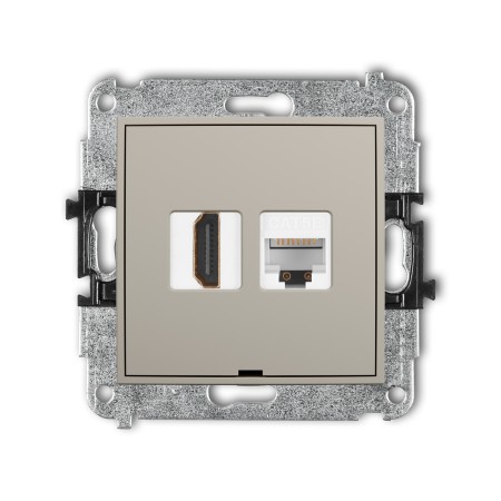 Karlik ICON Mechanizm gniazda pojedynczego HDMI 2.0, 4K + gniazda komp. poj. 1xRJ45, kat. 5e, 8-stykowy, bez pola opisowego 60IGHKBO-45e