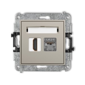 Karlik ICON Mechanizm gniazda pojedynczego HDMI 2.0, 4K + gniazda komp. poj. 1xRJ45, kat. 6, ekranowany, 8-stykowy 60IGHK-46