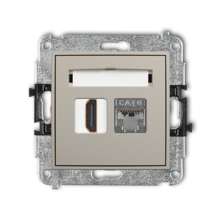 Karlik ICON Mechanizm gniazda pojedynczego HDMI 2.0, 4K + gniazda komp. poj. 1xRJ45, kat. 6, ekranowany, 8-stykowy 60IGHK-46