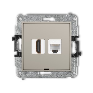 Karlik ICON Mechanizm gniazda pojedynczego HDMI 2.0, 4K + gniazda komp. poj. 1xRJ45, kat. 6A, 8-stykowy, bez pola opisowego 60IGHKBO-46A