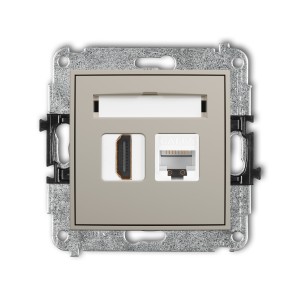 Karlik ICON Mechanizm gniazda pojedynczego HDMI 2.1, 8K + gniazda komp. poj. 1xRJ45, kat. 6A, 8-stykowy 60IGHK-86A