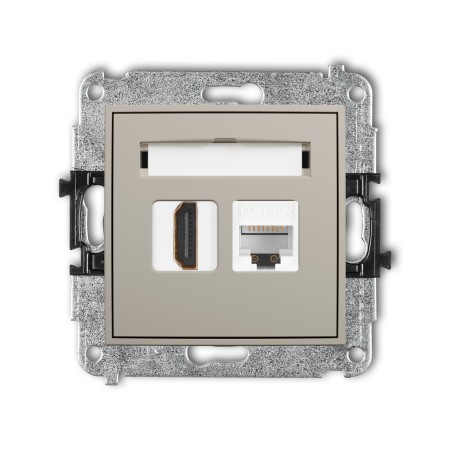 Karlik ICON Mechanizm gniazda pojedynczego HDMI 2.1, 8K + gniazda komp. poj. 1xRJ45, kat. 6A, 8-stykowy 60IGHK-86A