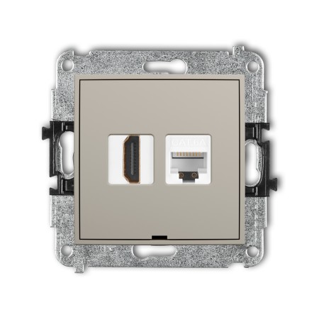 Karlik ICON Mechanizm gniazda pojedynczego HDMI 2.1, 8K + gniazda komp. poj. 1xRJ45, kat. 6A, 8-stykowy, bez pola opisowego 60IGHKBO-86A