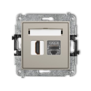 Karlik ICON Mechanizm gniazda pojedynczego HDMI 2.1, 8K + gniazda komp. poj. 1xRJ45, kat. 8, ekranowany, 8-stykowy 60IGHK-88