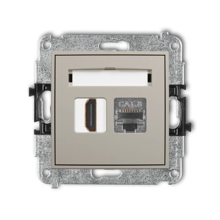 Karlik ICON Mechanizm gniazda pojedynczego HDMI 2.1, 8K + gniazda komp. poj. 1xRJ45, kat. 8, ekranowany, 8-stykowy 60IGHK-88