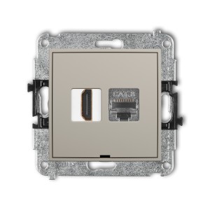 Karlik ICON Mechanizm gniazda pojedynczego HDMI 2.1, 8K + gniazda komp. poj. 1xRJ45, kat. 8, ekranowany, 8-stykowy, bez pola opisowego 60IGHKBO-88