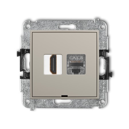 Karlik ICON Mechanizm gniazda pojedynczego HDMI 2.1, 8K + gniazda komp. poj. 1xRJ45, kat. 8, ekranowany, 8-stykowy, bez pola opisowego 60IGHKBO-88