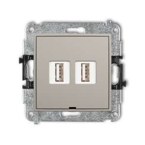 Karlik ICON Mechanizm gniazda podwójnego 2xUSB A-A 2.0, bez pola opisowego 60IGUSBBO-2
