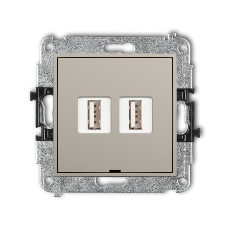 Karlik ICON Mechanizm gniazda podwójnego 2xUSB A-A 2.0, bez pola opisowego 60IGUSBBO-2