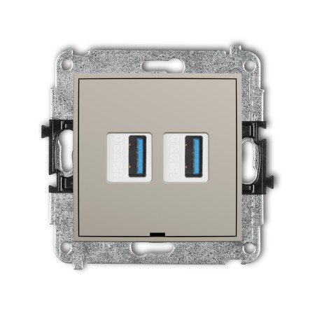 Karlik ICON Mechanizm gniazda podwójnego 2xUSB A-A 3.0, bez pola opisowego 60IGUSBBO-6