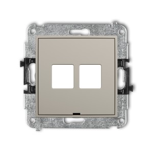 Karlik ICON Mechanizm gniazda multimedialnego podwójnego bez modułu, bez pola opisowego (standard Keystone) 60IGMBO-2P