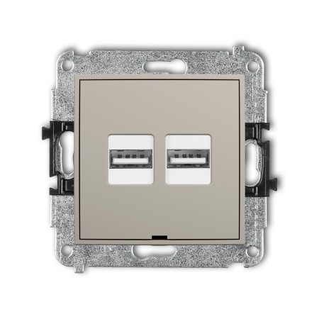 Karlik ICON Mechanizm ładowarki USB podwójnej 2xUSB A, 15,5W max., 5V, 3.1A, bez pola opisowego 60ICUSBBO-6