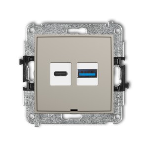 Karlik ICON Mechanizm ładowarki USB podwójnej USB C + USB A, 20W max., bez pola opisowego 60ICUSBBO-8
