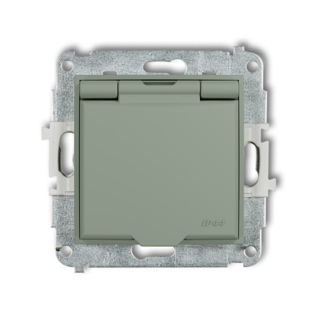 Karlik ICON Mechanizm gniazda bryzgoszczelnego z uziemieniem 2P+Z (klapka szałwiowa, przesłony torów prądowych) 61IGPB-1zp
