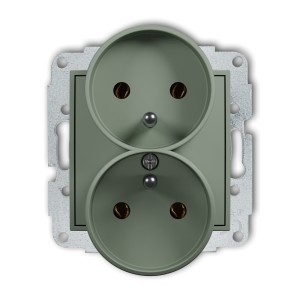 Karlik ICON Mechanizm gniazda podwójnego do ramki z uziemieniem 2x(2P+Z) (bez przesłon torów prądowych) 61IGPR-2z