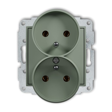 Karlik ICON Mechanizm gniazda podwójnego do ramki z uziemieniem 2x(2P+Z) (bez przesłon torów prądowych) 61IGPR-2z