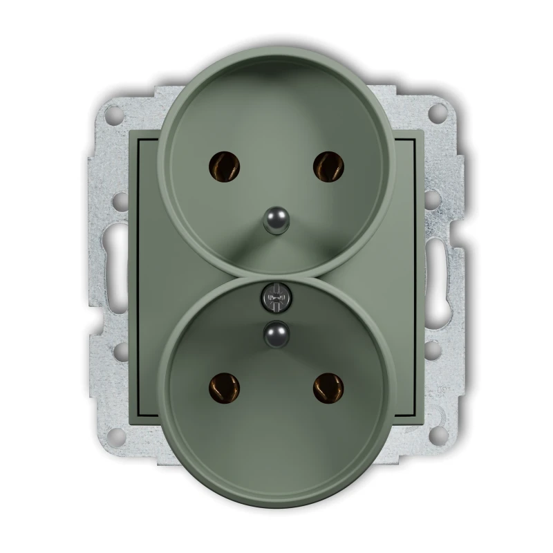 Karlik ICON Mechanizm gniazda podwójnego do ramki z uziemieniem 2x(2P+Z) (bez przesłon torów prądowych) 61IGPR-2z