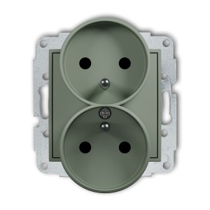 Karlik ICON Mechanizm gniazda podwójnego do ramki z uziemieniem 2x(2P+Z) (przesłony torów prądowych) 61IGPR-2zp