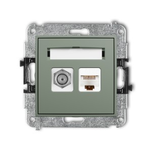 Karlik ICON Mechanizm gniazda antenowego poj. typu F (SAT) + gniazda komp. poj. 1xRJ45, kat. 5e, 8-stykowy 61IGFK-1