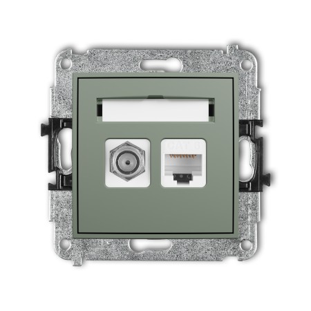 Karlik ICON Mechanizm gniazda antenowego poj. typu F (SAT) + gniazda komp. poj. 1xRJ45, kat. 6, 8-stykowy 61IGFK-3
