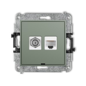 Karlik ICON Mechanizm gniazda antenowego poj. typu F (SAT) + gniazda komp. poj. 1xRJ45, kat. 6, 8-stykowy, bez pola opisowego 61IGFKBO-3