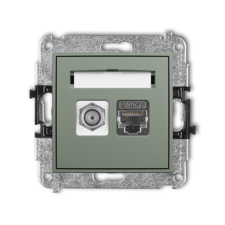 Karlik ICON Mechanizm gniazda antenowego poj. typu F (SAT) + gniazda komp. poj. 1xRJ45, kat. 6 ekranowany, 8-stykowy 61IGFK-5