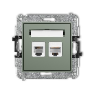 Karlik ICON Mechanizm gniazda telefonicznego pojedynczego 1xRJ11 + komputerowego pojedynczego 1xRJ45, kat. 5e, 8-stykowy, beznarzędziowe 61IGTK