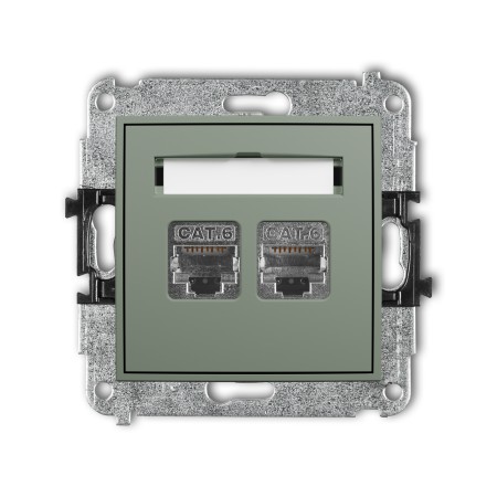 Karlik ICON Mechanizm gniazda komputerowego podwójnego 2xRJ45, kat. 6, ekranowany, 8-stykowy 61IGK-6