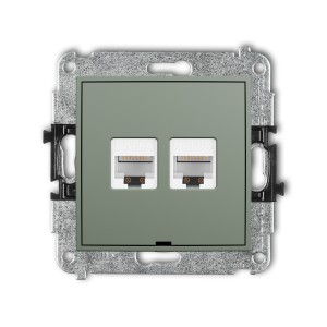 Karlik ICON Mechanizm gniazda komputerowego podwójnego 2xRJ45, kat. 6A, 8-stykowy, bez pola opisowego 61IGKBO-8