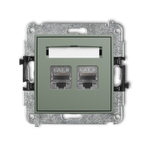 Karlik ICON Mechanizm gniazda komputerowego podwójnego 2xRJ45, kat. 8, ekranowany, 8-stykowy 61IGK-12