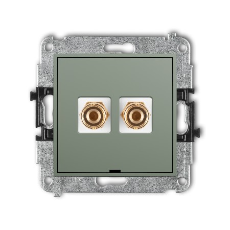 Karlik ICON Mechanizm gniazda głośnikowego pojedynczego, bez pola opisowego (typu banan - czerwony i czarny, pozłacany, 4 mm2, do lutowania) 61IGGBO-3
