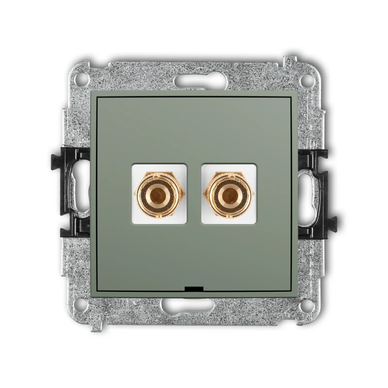 Karlik ICON Mechanizm gniazda głośnikowego pojedynczego, bez pola opisowego (typu banan - czerwony i czarny, pozłacany, 4 mm2, do lutowania) 61IGGBO-3