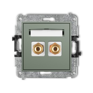 Karlik ICON Mechanizm gniazda głośnikowego pojedynczego (typu banan - czerwony i czarny, pozłacany, 4 mm2, skręcany) 61IGG-4