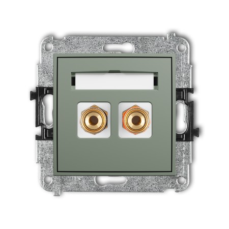 Karlik ICON Mechanizm gniazda głośnikowego pojedynczego (typu banan - czerwony i czarny, pozłacany, 4 mm2, skręcany) 61IGG-4