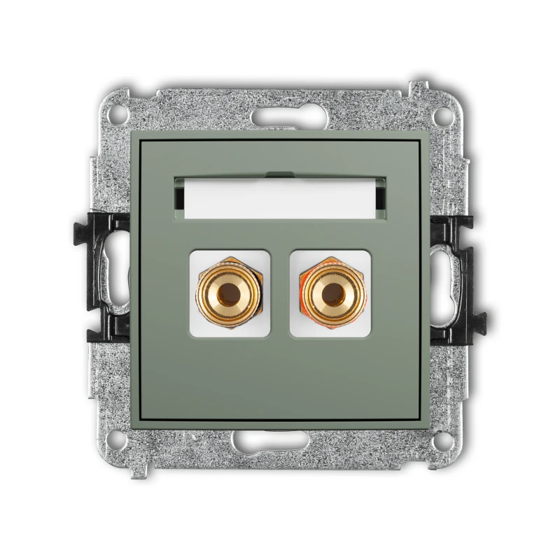 Karlik ICON Mechanizm gniazda głośnikowego pojedynczego (typu banan - czerwony i czarny, pozłacany, 4 mm2, skręcany) 61IGG-4