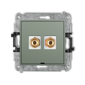 Karlik ICON Mechanizm gniazda głośnikowego pojedynczego, bez pola opisowego (typu banan - czerwony i czarny, pozłacany, 4 mm2, skręcany) 61IGGBO-4